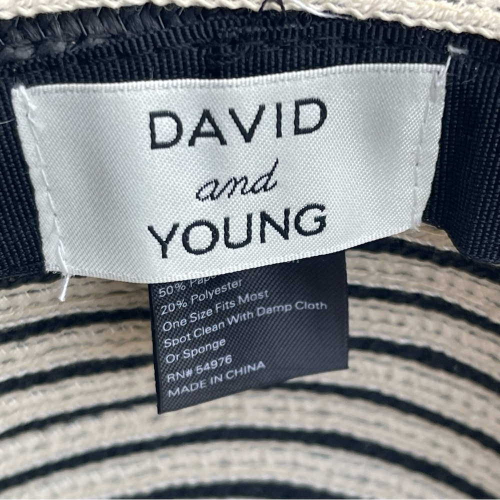 David & Young Black/Cream Adjustable Tie Wide Brim Sun Hat - Picture 8 of 8